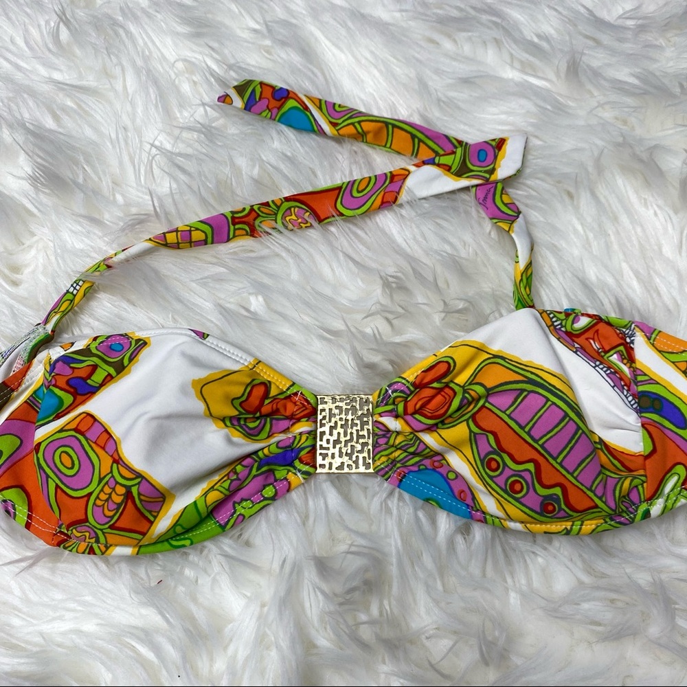 Trina Turk padded strapless bikini top size medium